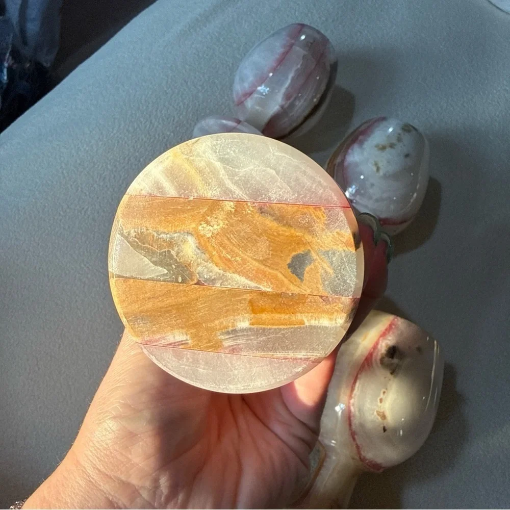 Vintage Pink, White and Gold Swirl Onyx Goblet Set - 5 Pieces marble onyx